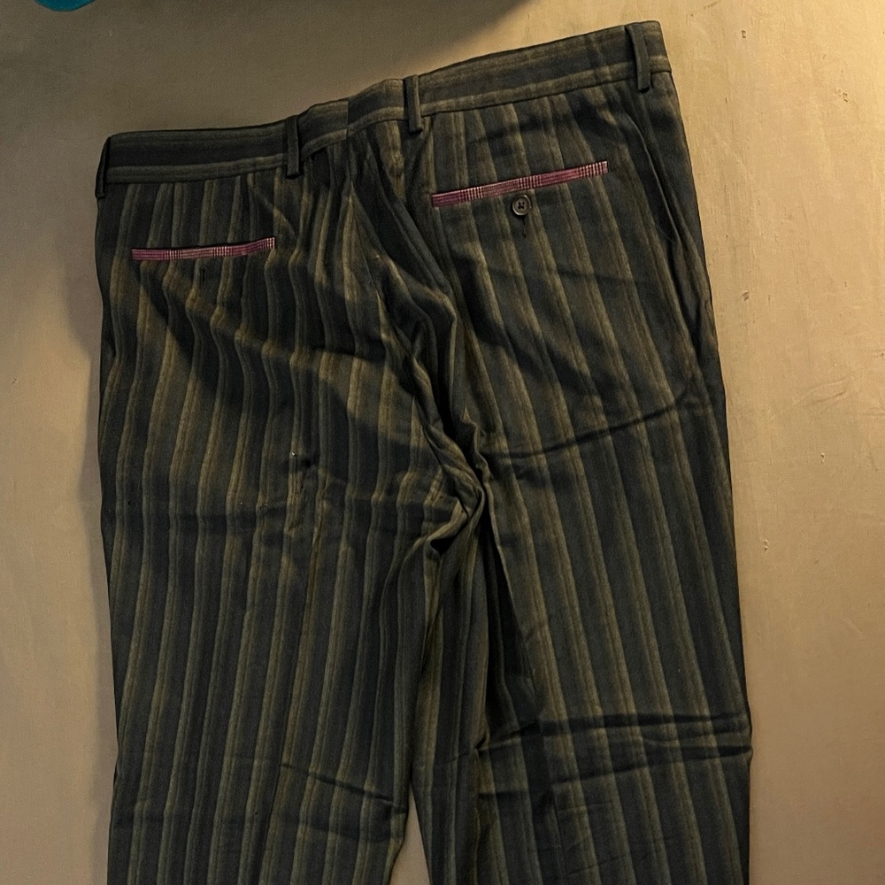 Ted Baker Brown Striped Wool Trousers